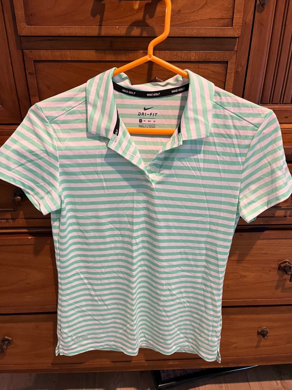 Nike Striped Polo in Mint Green and White